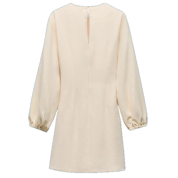 ZARA ZW Collection SS24 Beige Side Ruched Mini Dress NWT 2024 Women’s Small - Picture 2 of 12